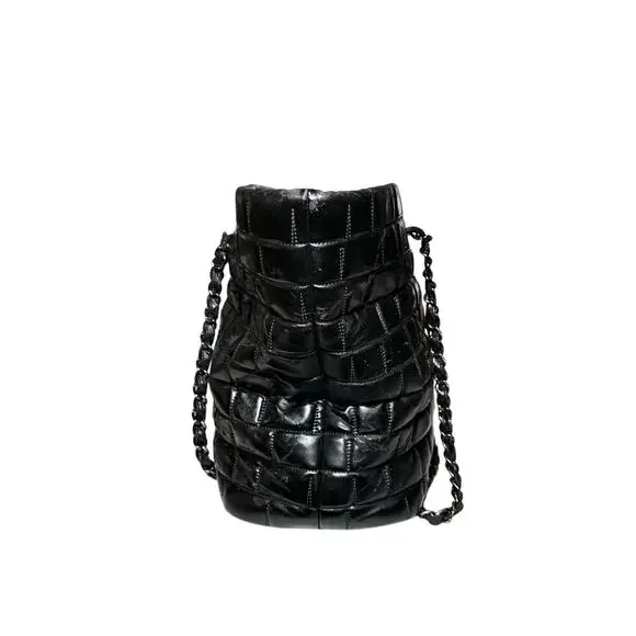 CHANEL Frozen Black Quilted Vinyl Chocolate Bar Large Grand Shopper Tote Bag - Picture 2 of 11